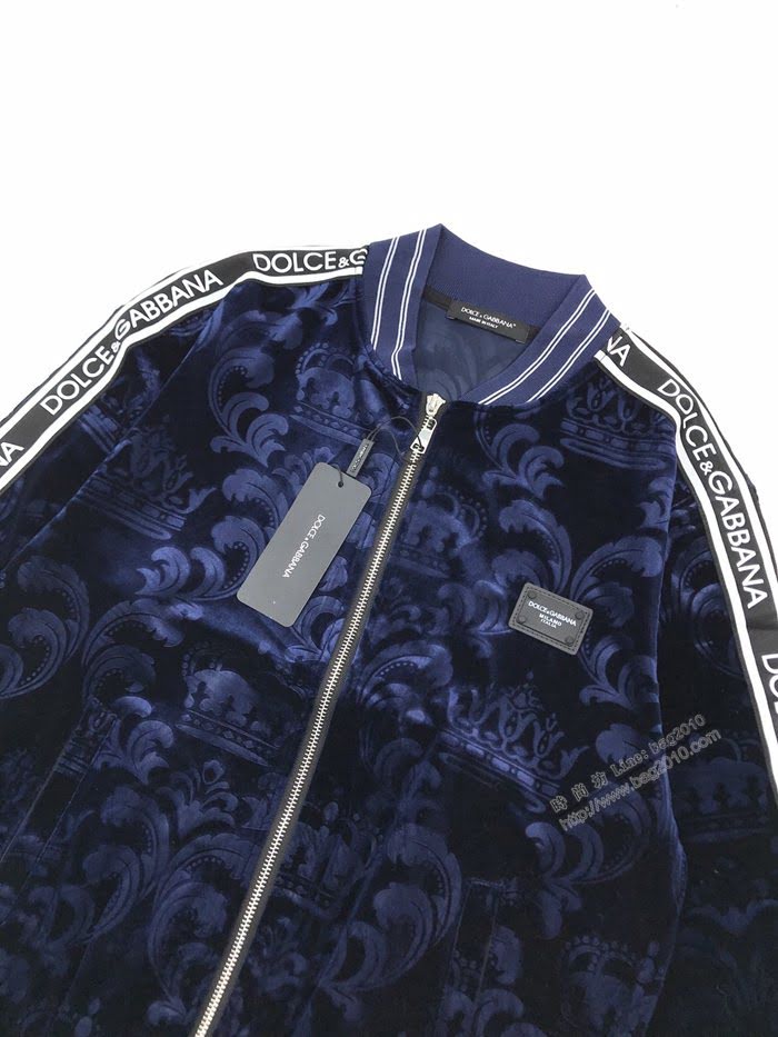 DG男裝 杜嘉班納老花絲絨面料拉鏈外套  ydi3552